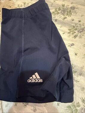 adidas Navy Blue Kids Athletic Shorts with White Logo